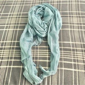 Cotton Scarf (Hijab) Greenish Gray Color Fringing on Two Ends